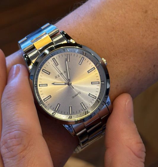 Reloj masculino de malla plata Montpellier
