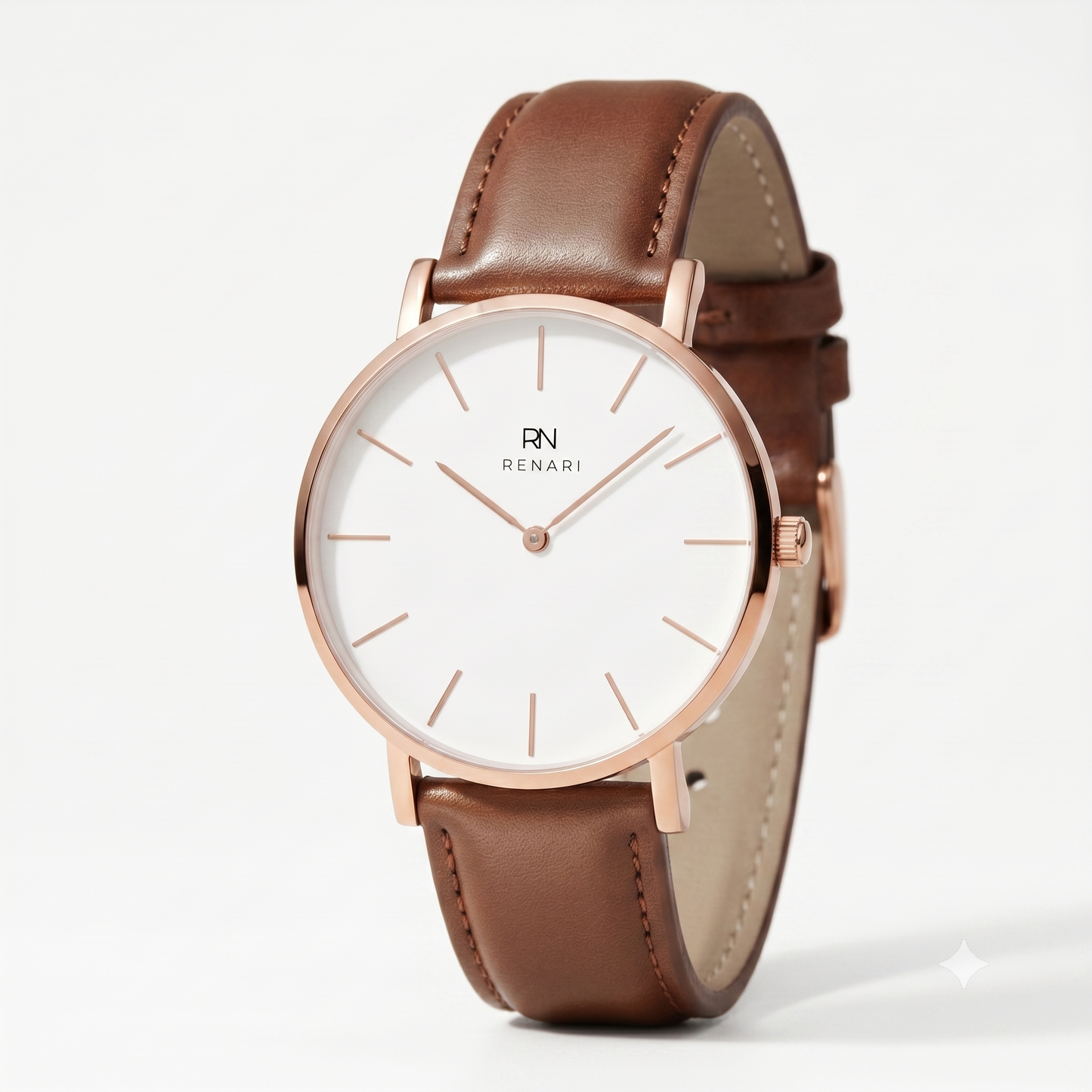 Reloj Femenino redondo Chicago en cuero marrón