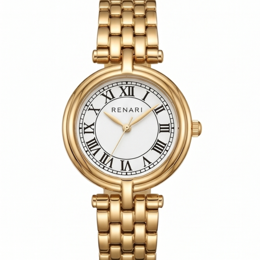 Reloj femenino redondo mini dorado Burdeos