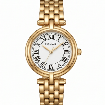 Reloj femenino redondo mini dorado Burdeos