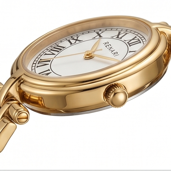 Reloj femenino redondo mini dorado Burdeos