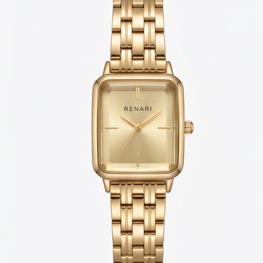 Reloj femenino cuadrado de malla dorada Arles mini