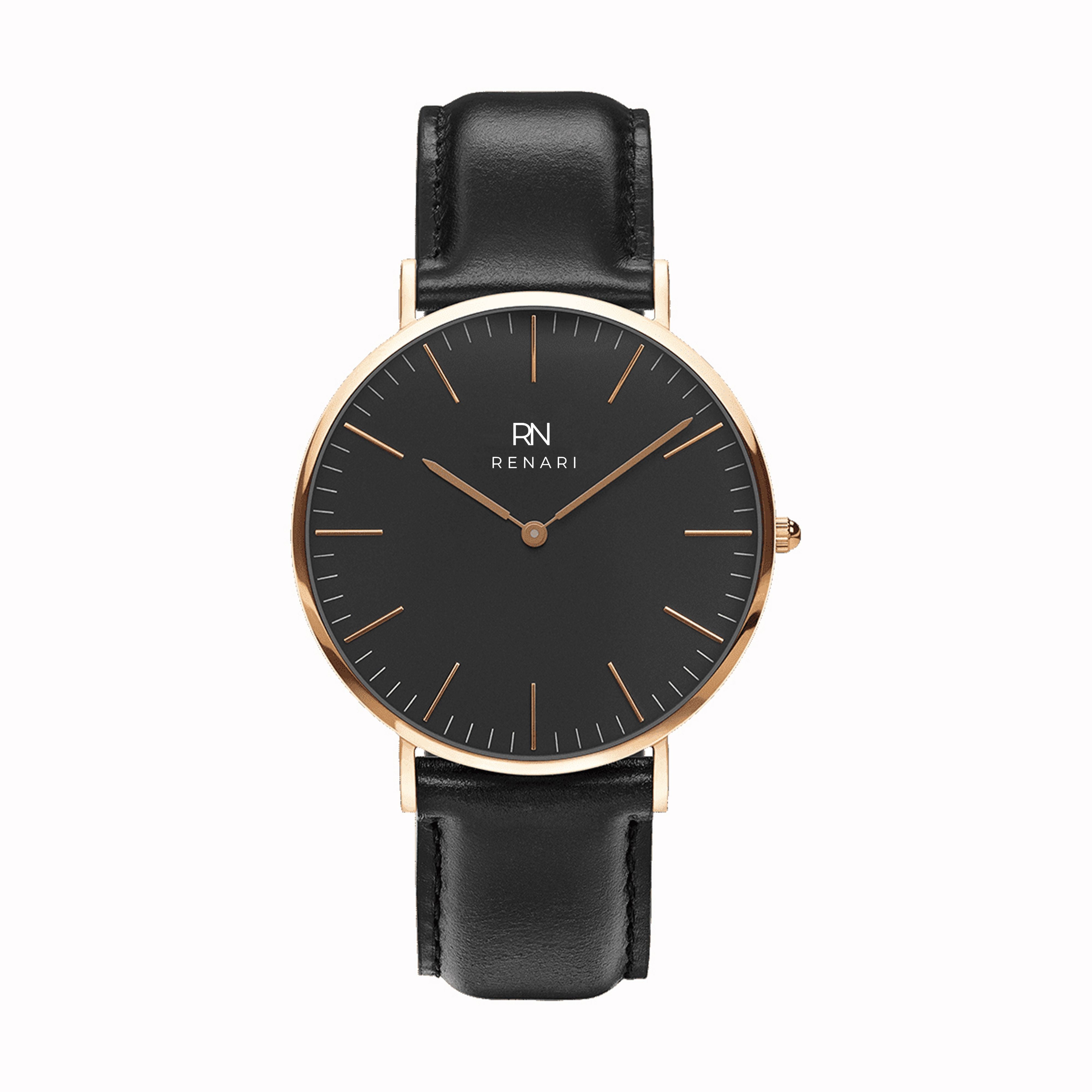 Reloj  masculino redondo Arches  en cuero negro