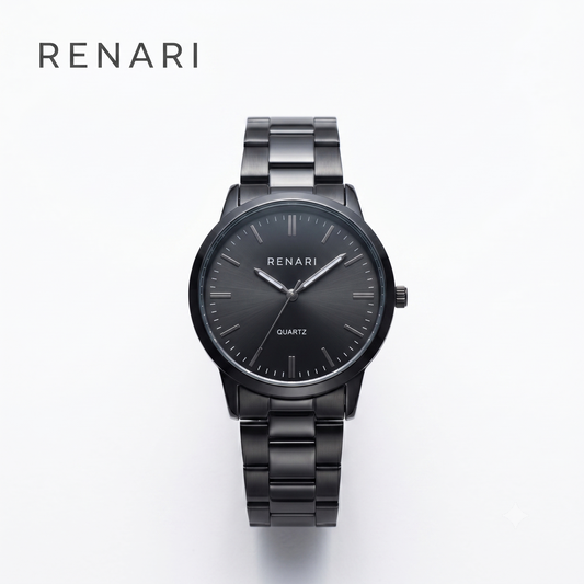 Reloj masculino de malla metálica negra Montpellier - 40mm