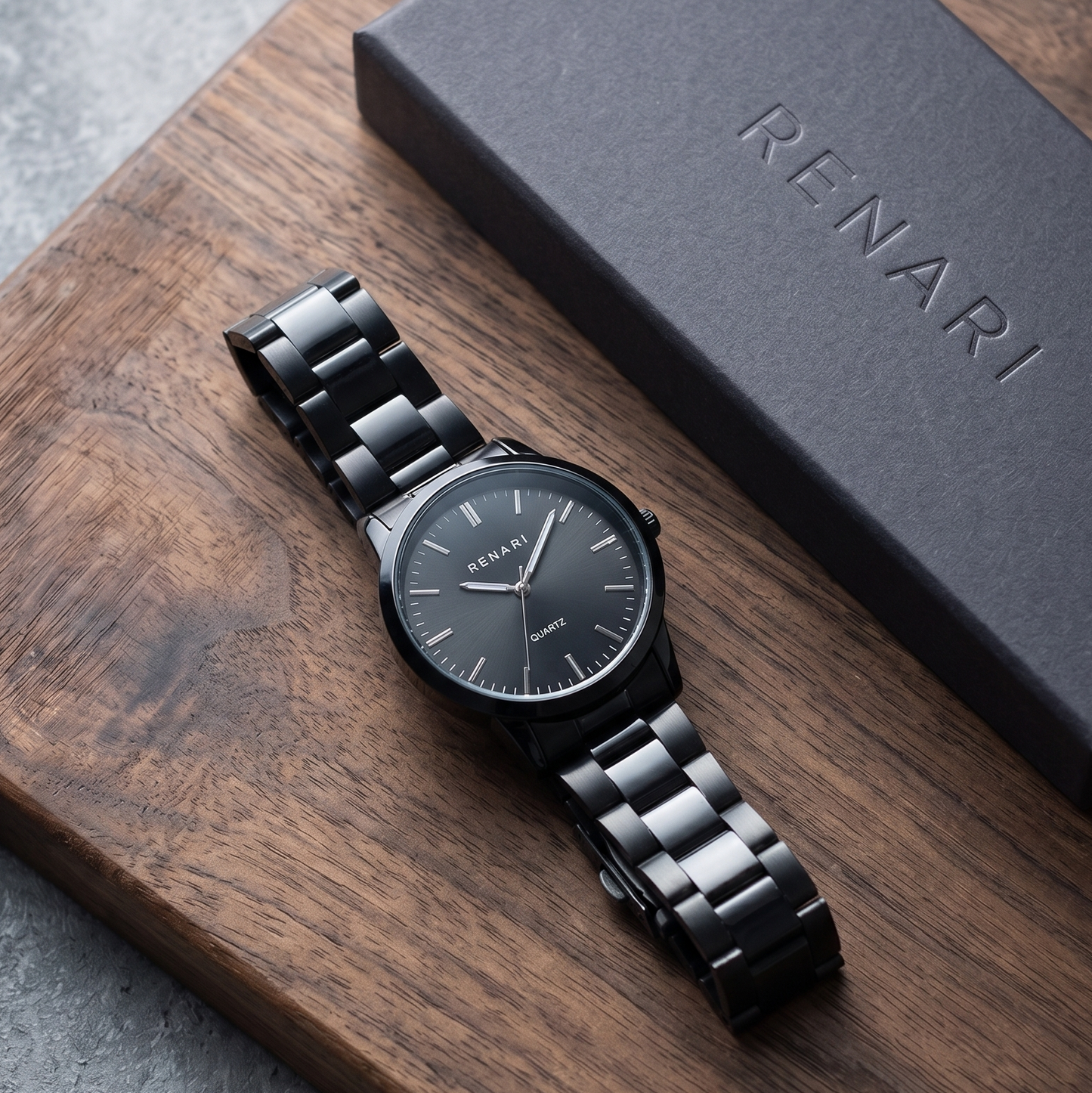 Reloj masculino de malla metálica negra Montpellier - 40mm