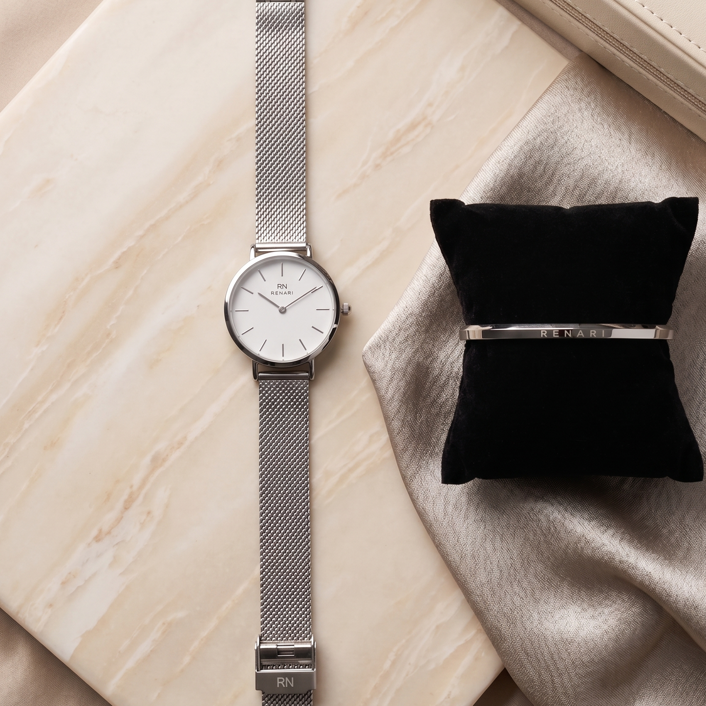 Plata: Reloj redondo minimalista Duomo Silver - Pulsera de acero PI