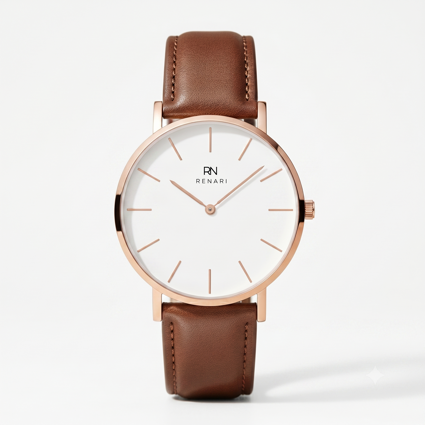 Reloj Femenino redondo Chicago en cuero marrón