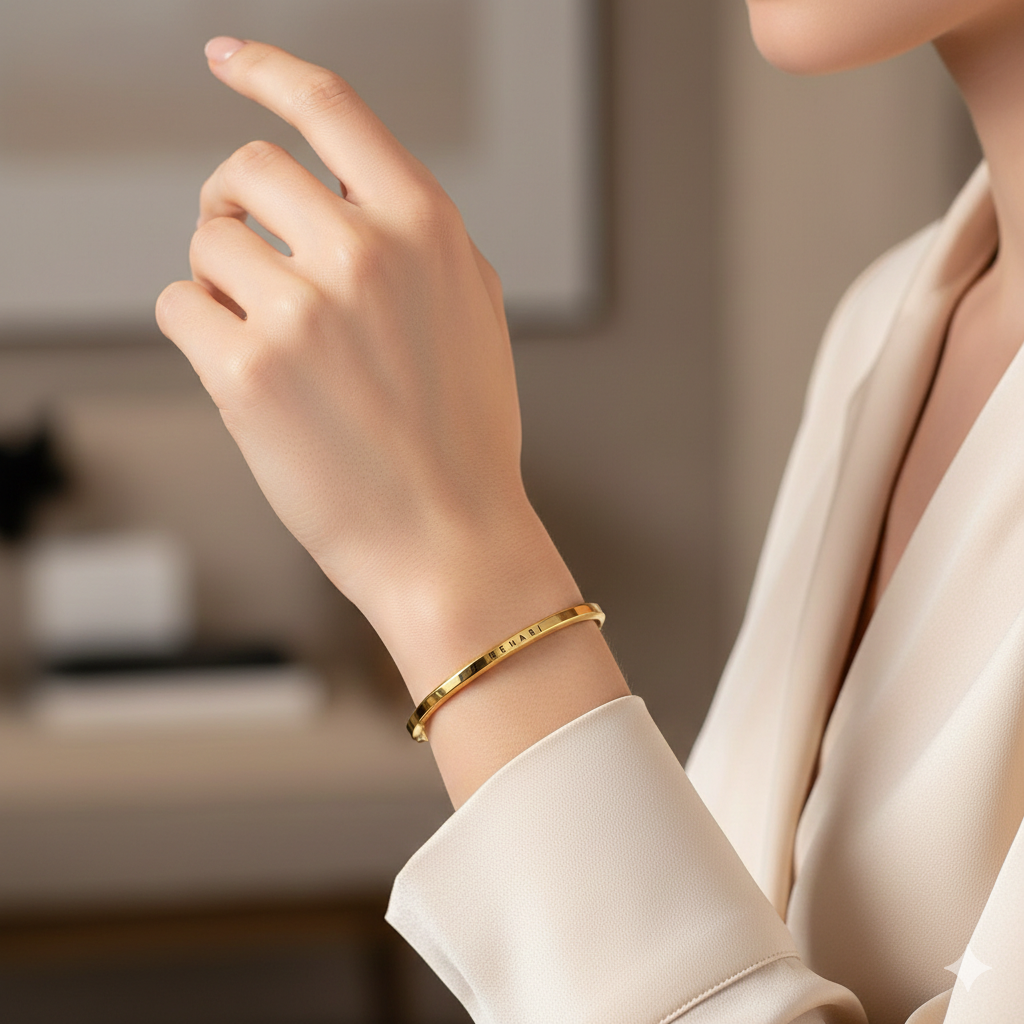 Pulsera de acero inoxidable Dorada Minimalista Ajustable
