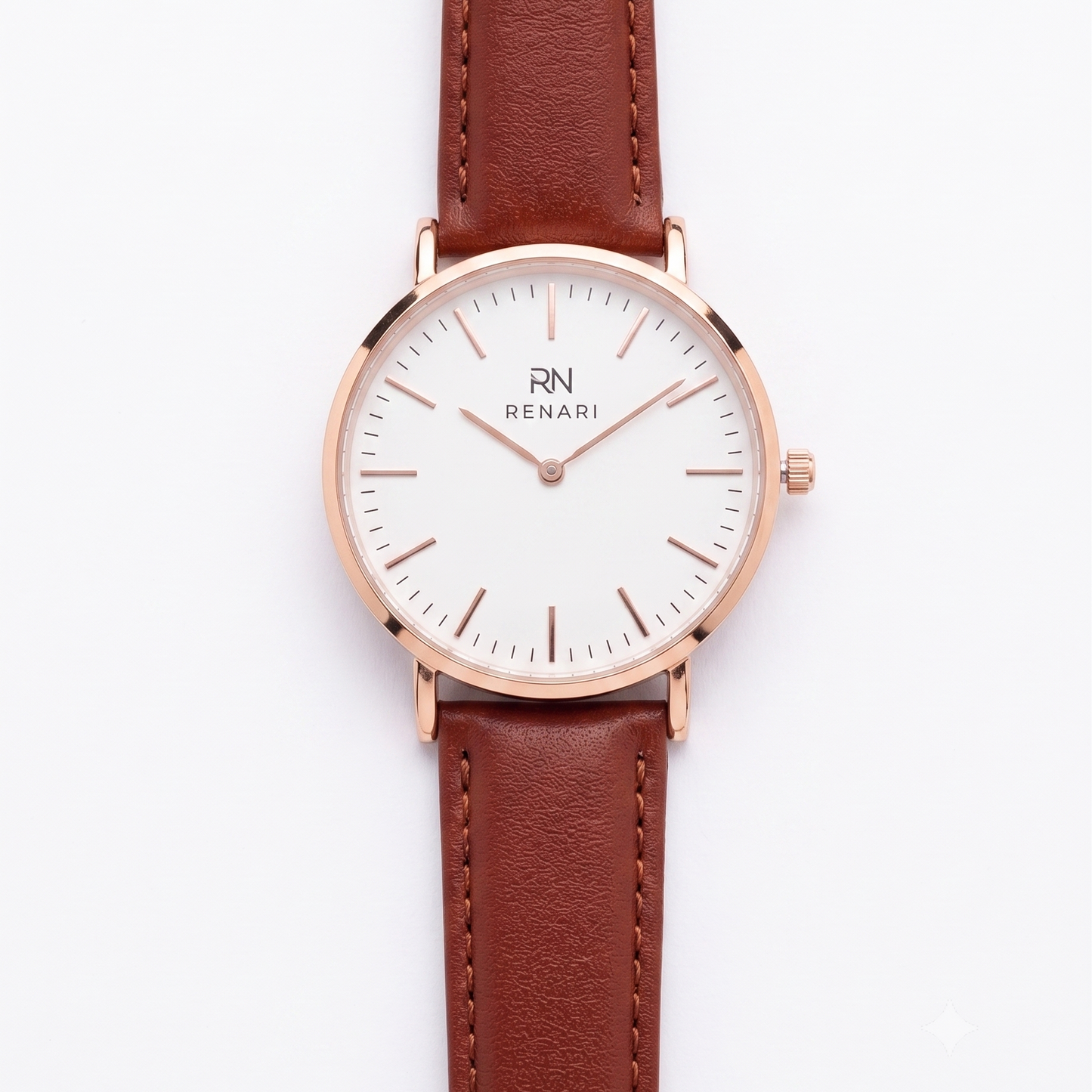 Reloj masculino redondo Arches en cuero marrón