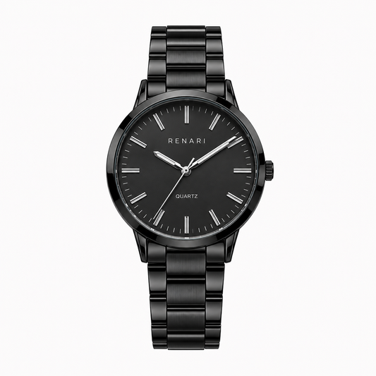 Reloj masculino de malla metálica negra Montpellier - 40mm