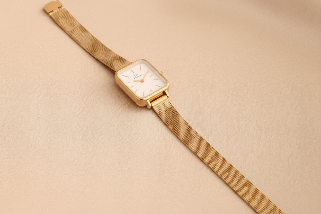 Con una caja de 20x26cm de acero inoxidable, este reloj promete resistencia y estilo en un solo accesorio. Cuenta con un ajustador para adaptarse a tu pulso.